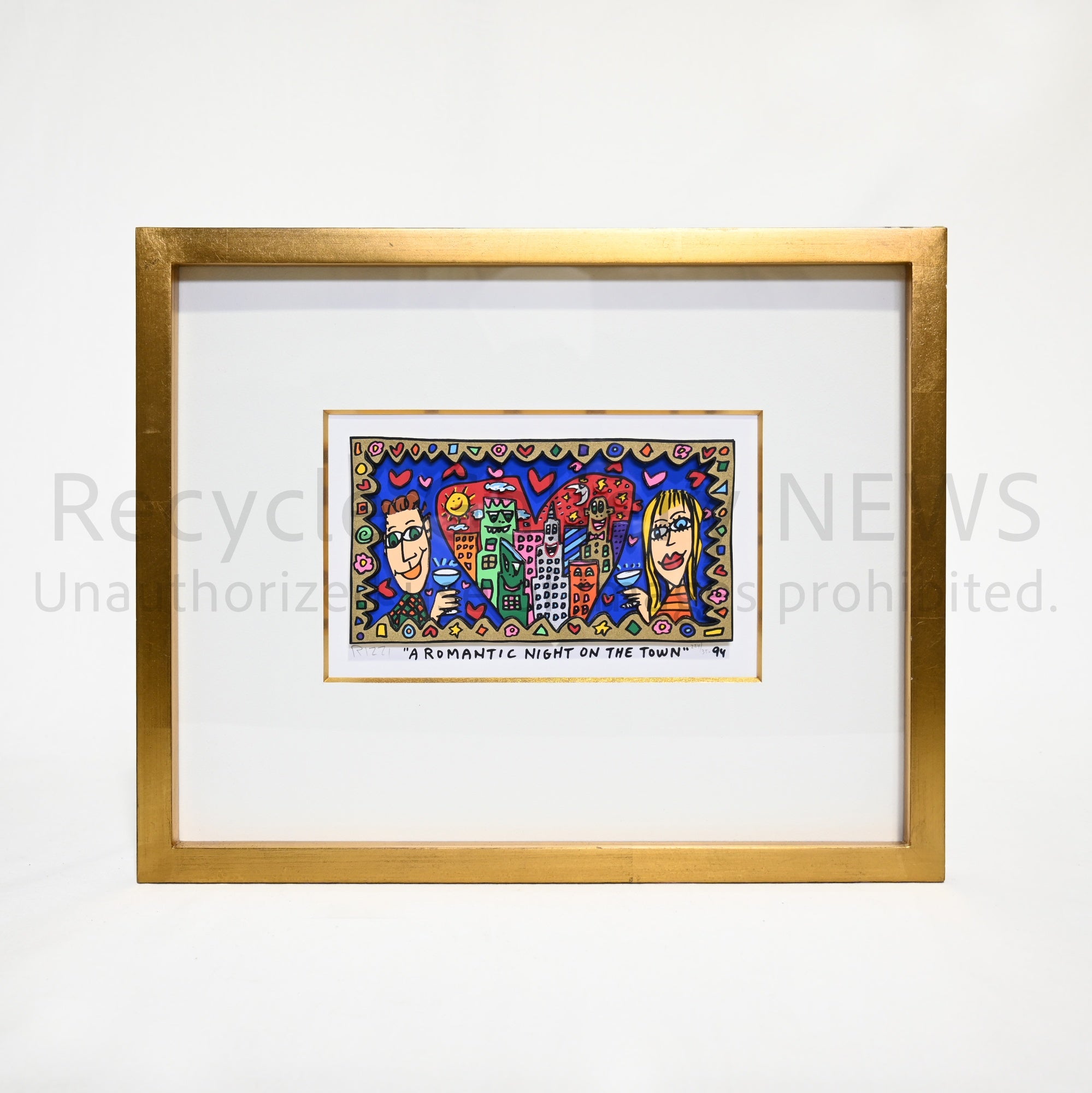 James Rizzi A ROMANTIC NIGHT ON THE TOWN 1994’s Silk-screen 3D Urban Primitive Modern Art / ジェームス・リジィ ア・ロマンティックナイト・オン・ザ・タウン 1994年 シルクスクリーン 現代アート